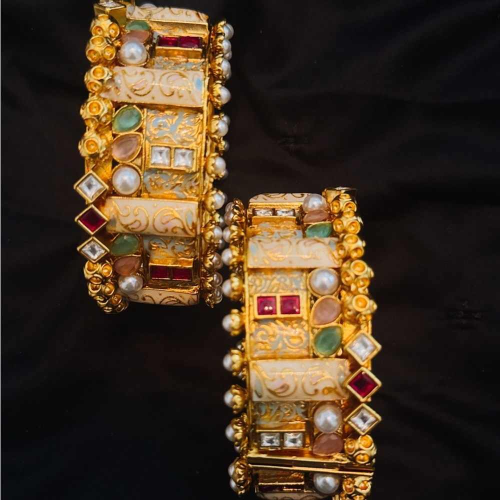 Elegant Gold and Multicolor Bangles